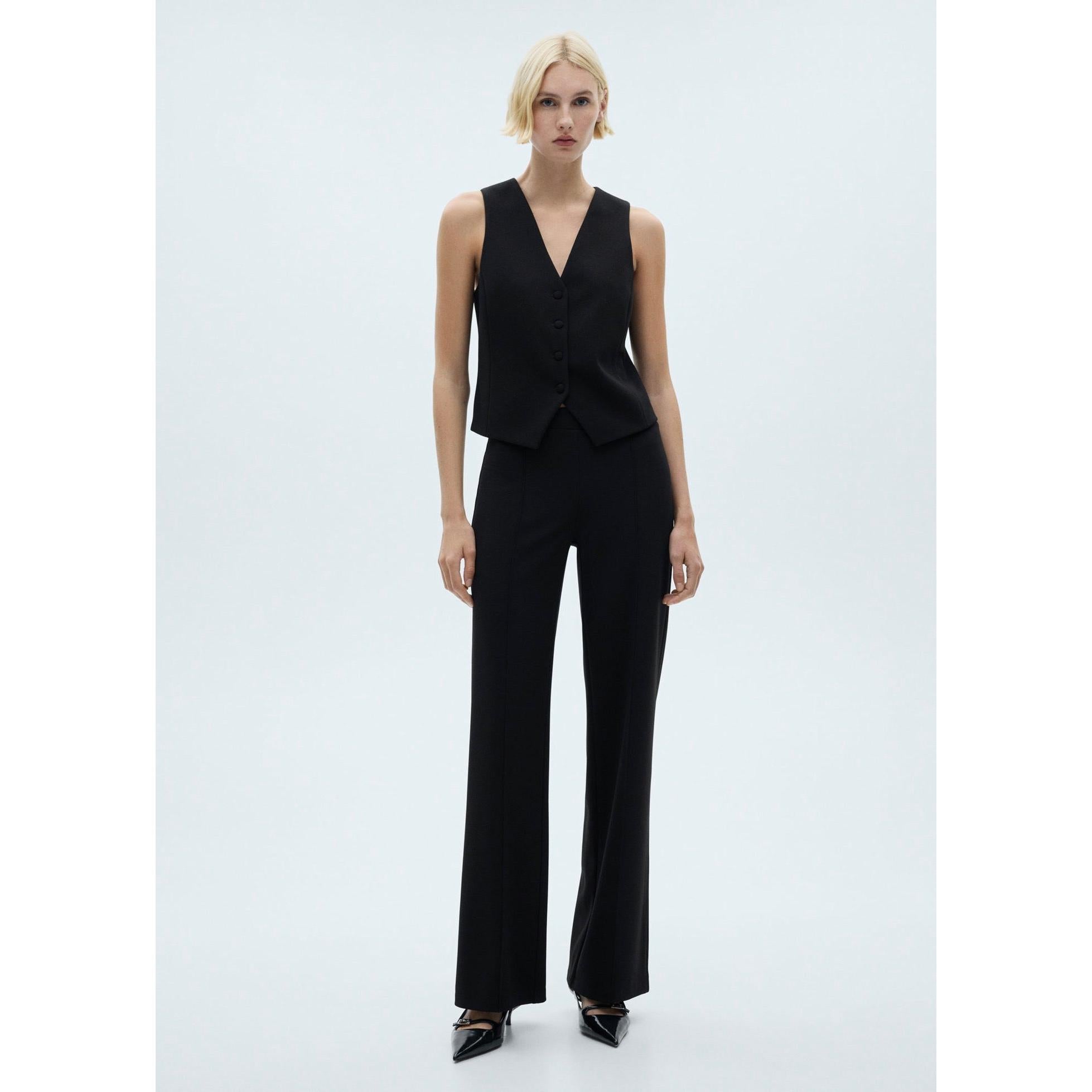 Pantalon Droit Maille - Black