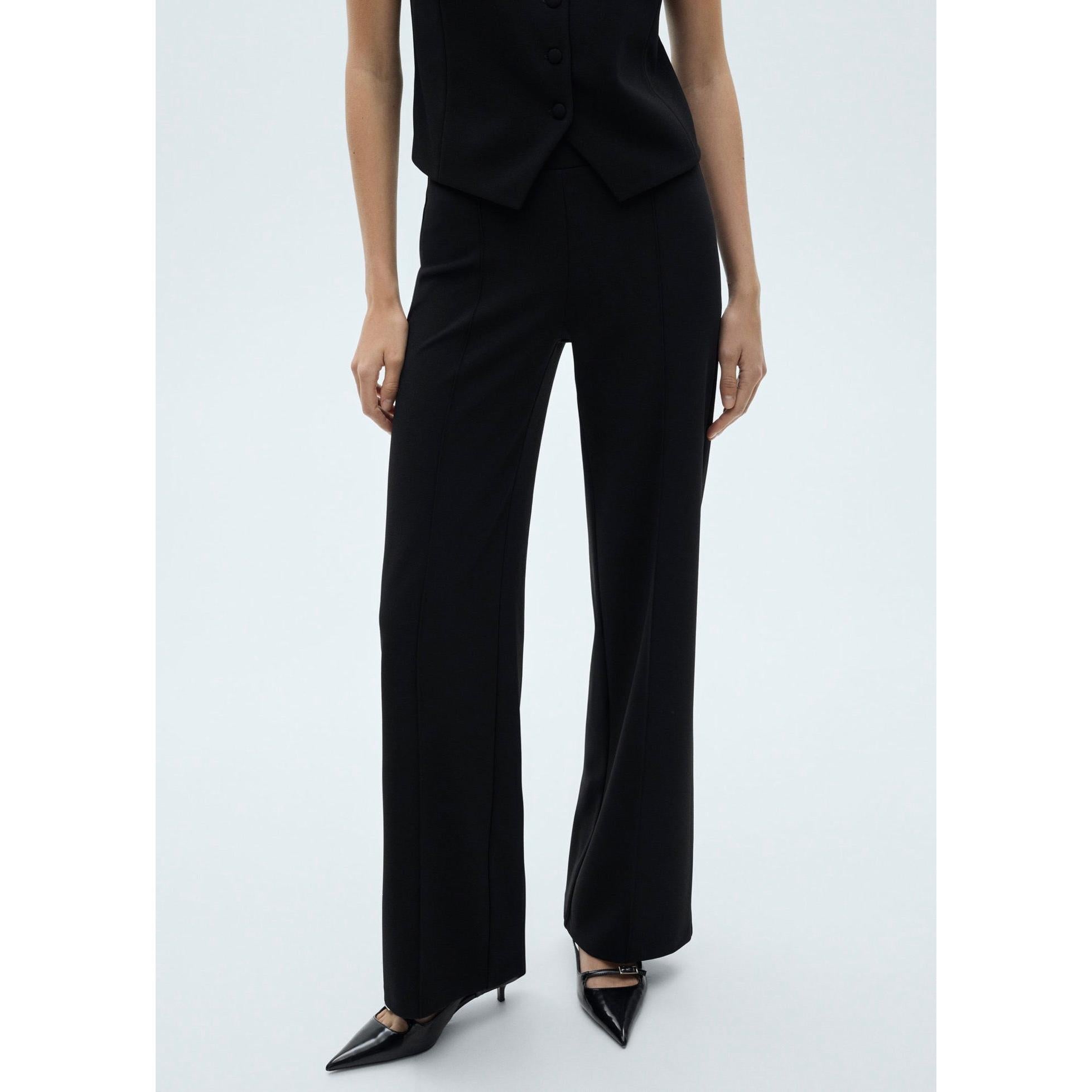Pantalon Droit Maille - Black