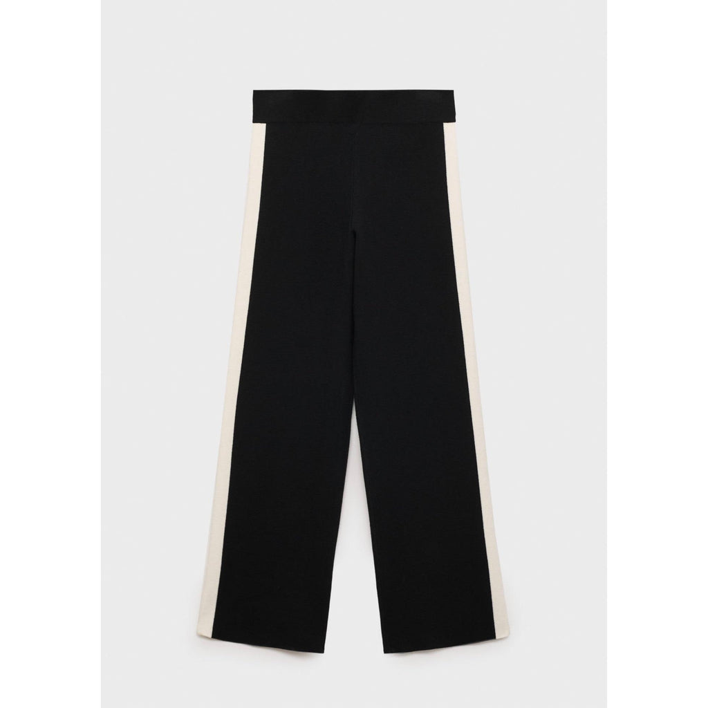 Contrasting Striped Knit Trousers - Black