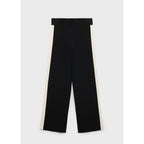 Contrasting Striped Knit Trousers - Black