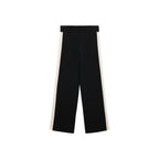 Contrasting Striped Knit Trousers - Black