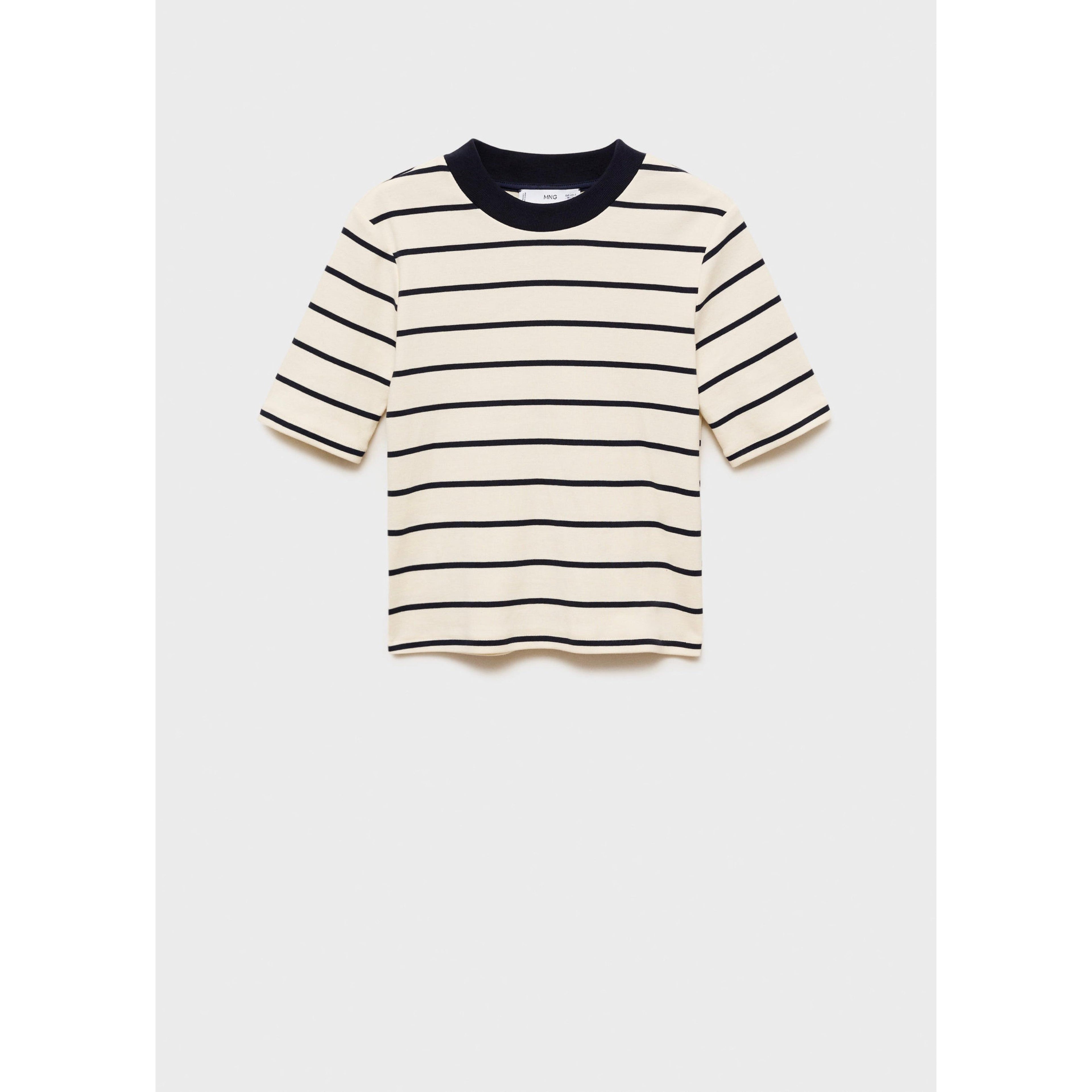 Camiseta de Algodón a Rayas - Ecru