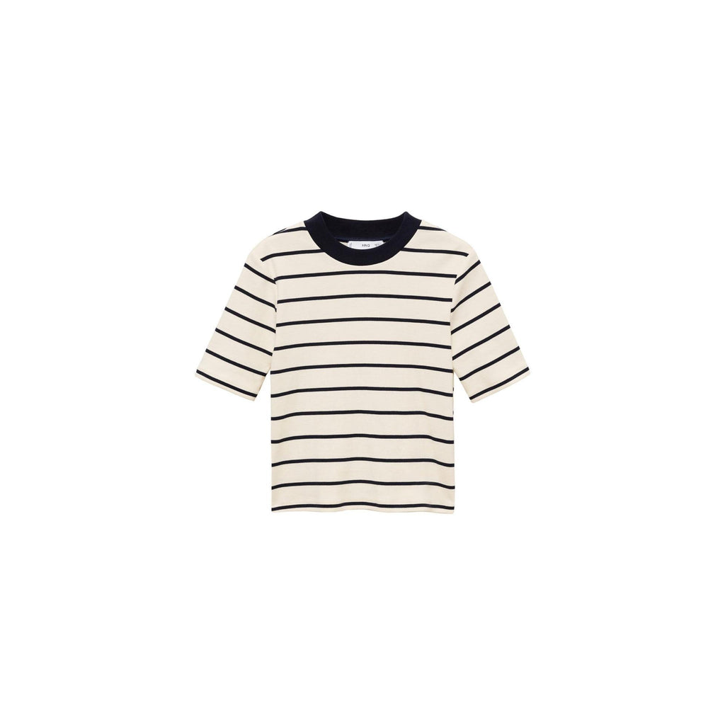 Camiseta de Algodón a Rayas - Ecru