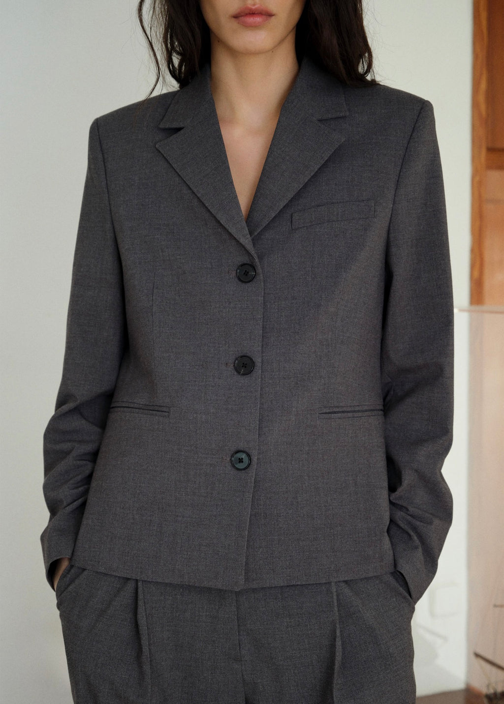 Blazer Costume Droit À Boutons