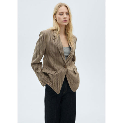 Blazer Droit Micro Pied-De-Poule - Brown