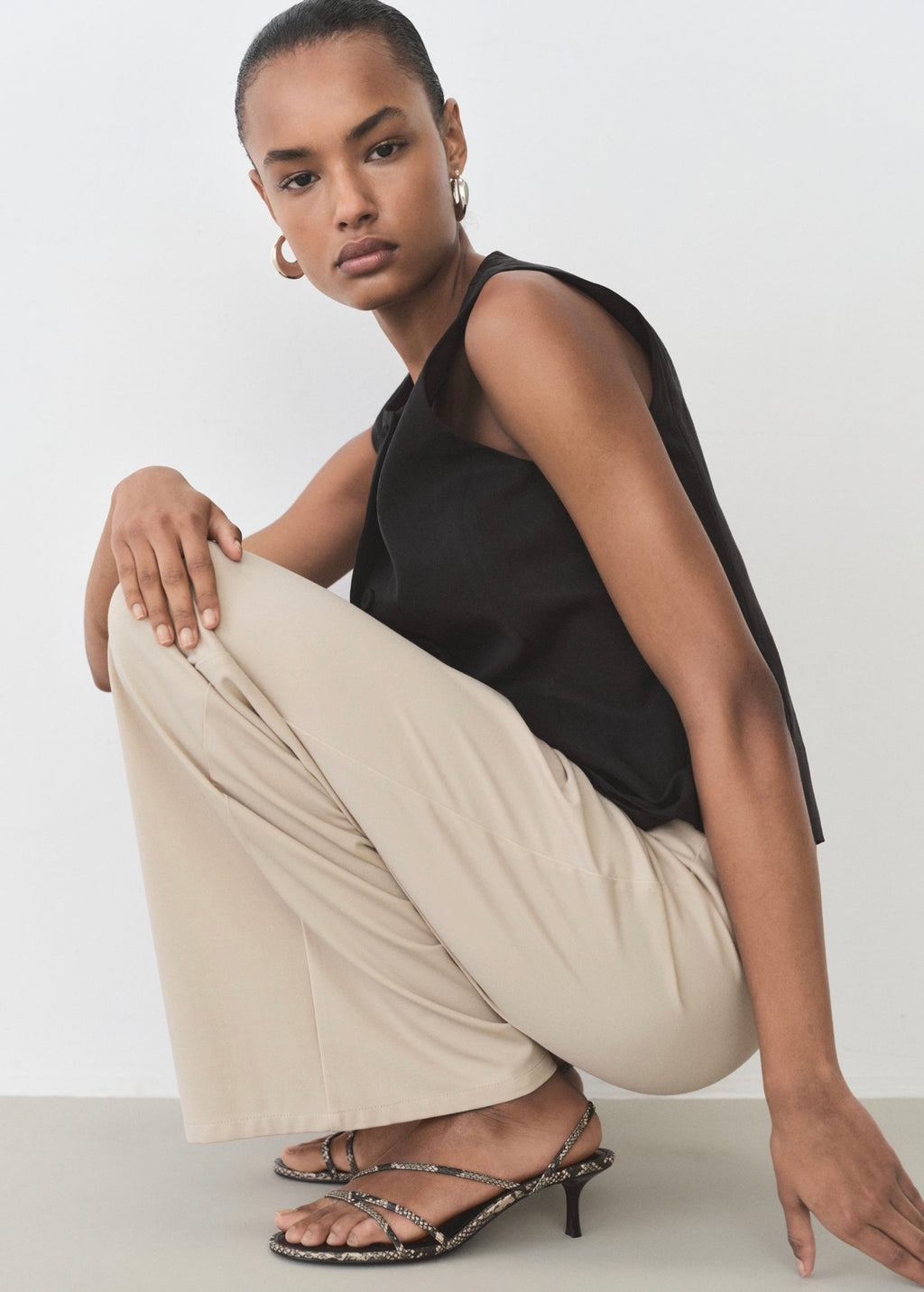 Pantalon Wideleg Taille Élastique - Natural