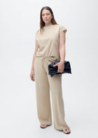 Pantalon Wideleg Taille Élastique - Natural