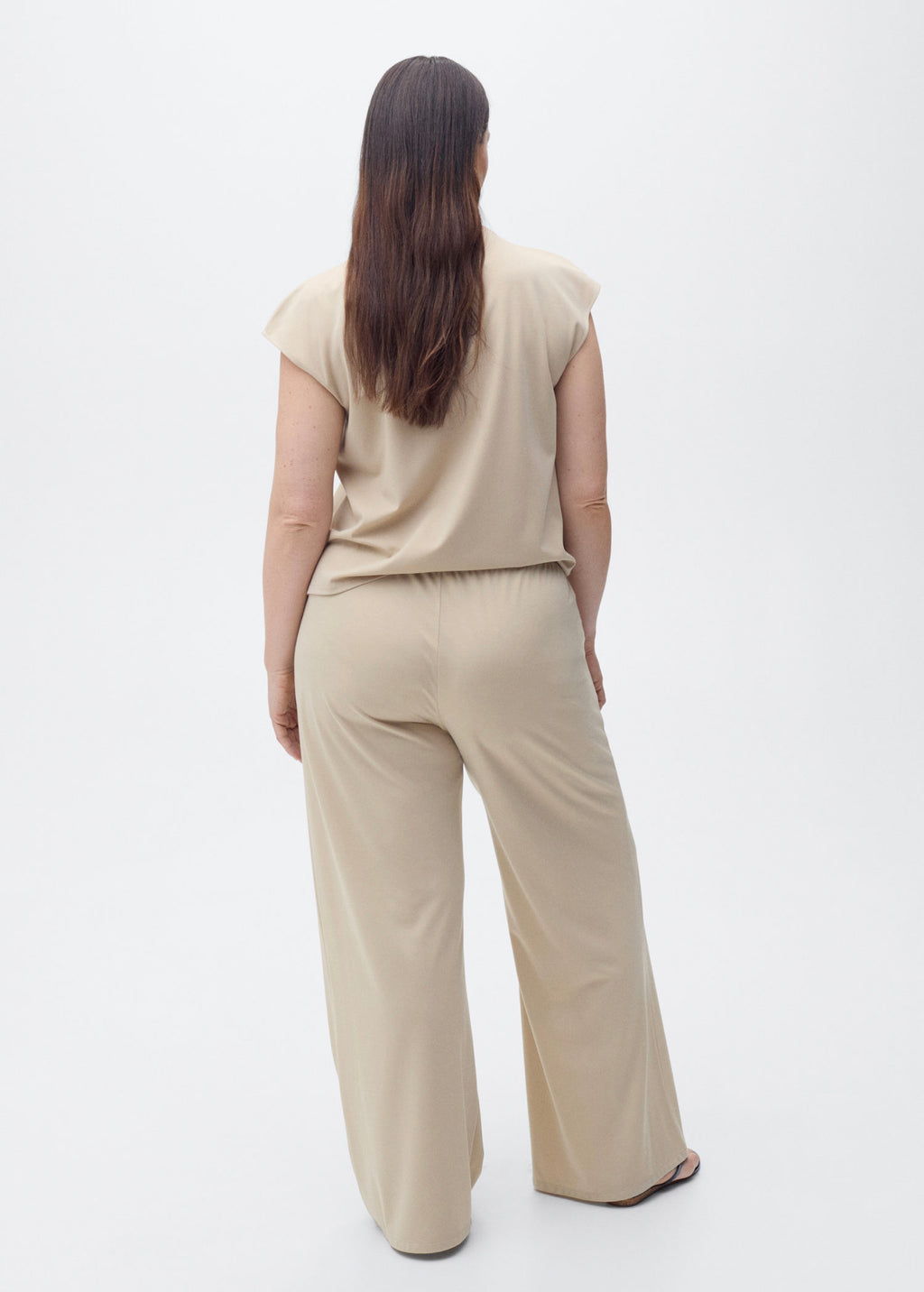 Pantalon Wideleg Taille Élastique - Natural
