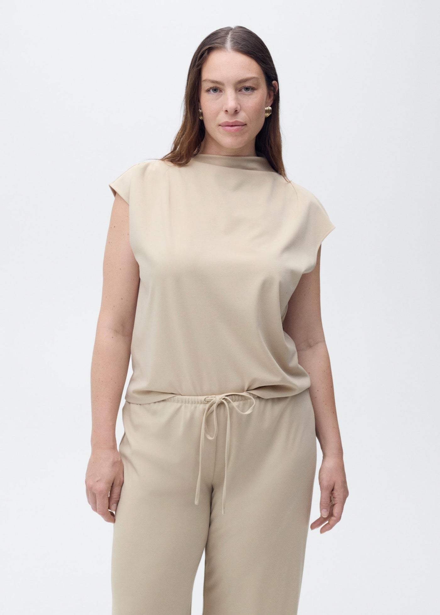 Pantalon Wideleg Taille Élastique - Natural
