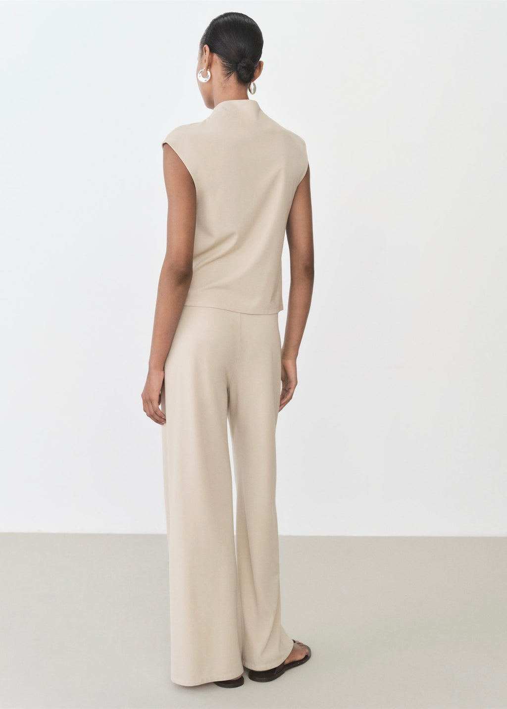 Pantalon Wideleg Taille Élastique - Natural