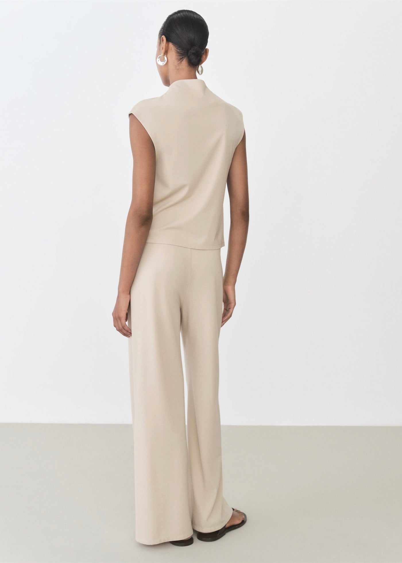 Pantalon Wideleg Taille Élastique - Natural