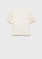 T-Shirt Manches Crochet Prémaman - White