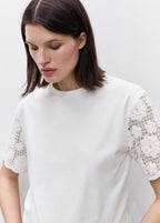 T-Shirt Manches Crochet Prémaman - White