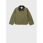 Chaqueta de Algodón con Cuello a Contraste - Khaki