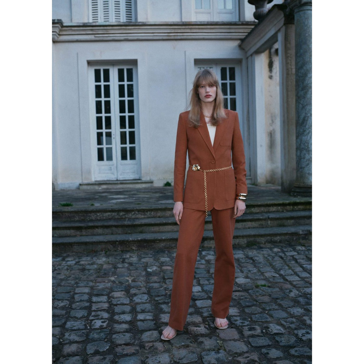 Pantalon Costume Mélange Coton Et Lin