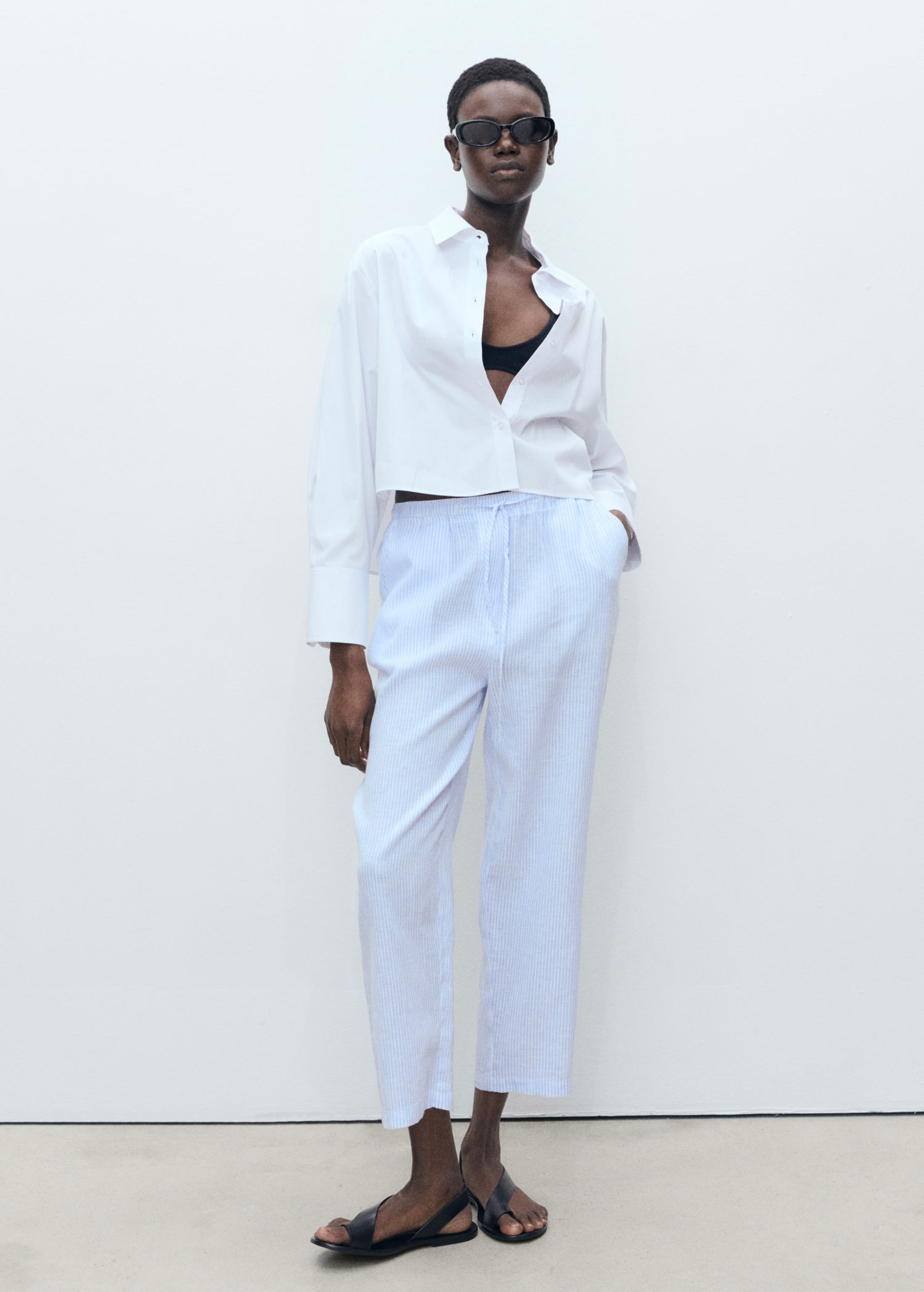Pantalon Droit Lin - Sky Blue