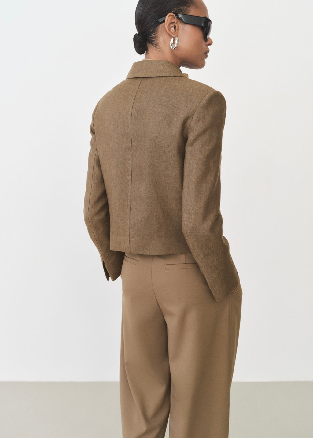Blazer Crop En Lin Mélangé