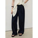 Pantalon En Denim Wideleg Taille Effilochée - Open Blue