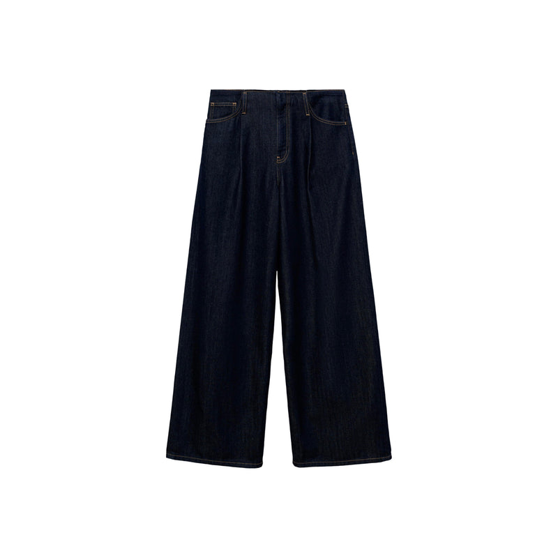 Pantalones De Mezclilla De Pierna Ancha Con Cintura Deshilachada - Azul Abierto