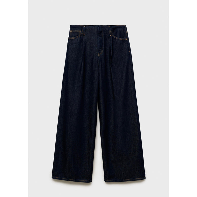 Pantalones De Mezclilla De Pierna Ancha Con Cintura Deshilachada - Azul Abierto