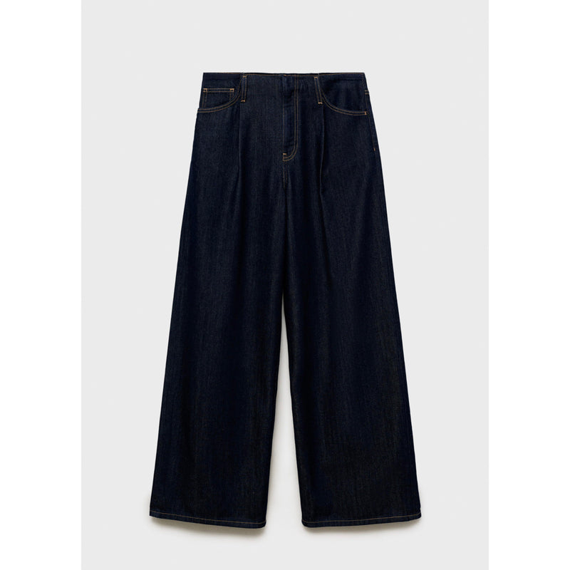 Pantalon En Denim Wideleg Taille Effilochée - Open Blue