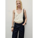 Pantalon En Denim Wideleg Taille Effilochée - Open Blue