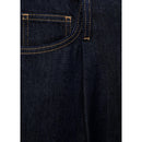 Pantalon En Denim Wideleg Taille Effilochée - Open Blue
