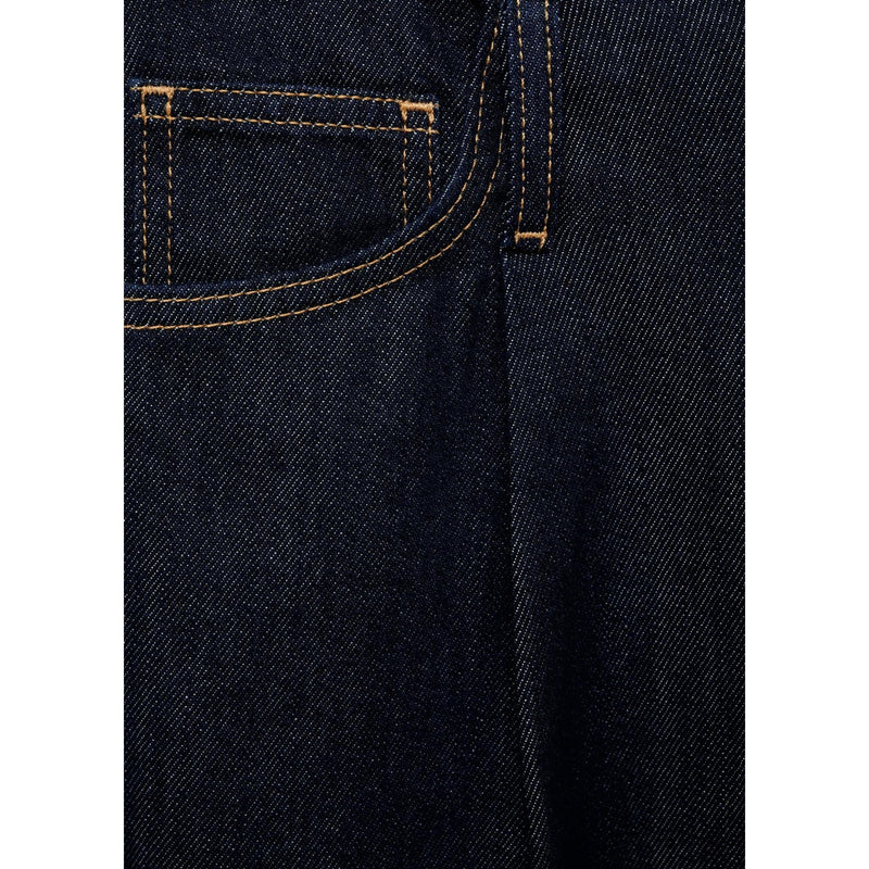 Pantalon En Denim Wideleg Taille Effilochée - Open Blue