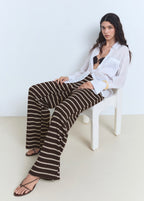 Pantalon Maille En Imprimé Géométrique - Brown