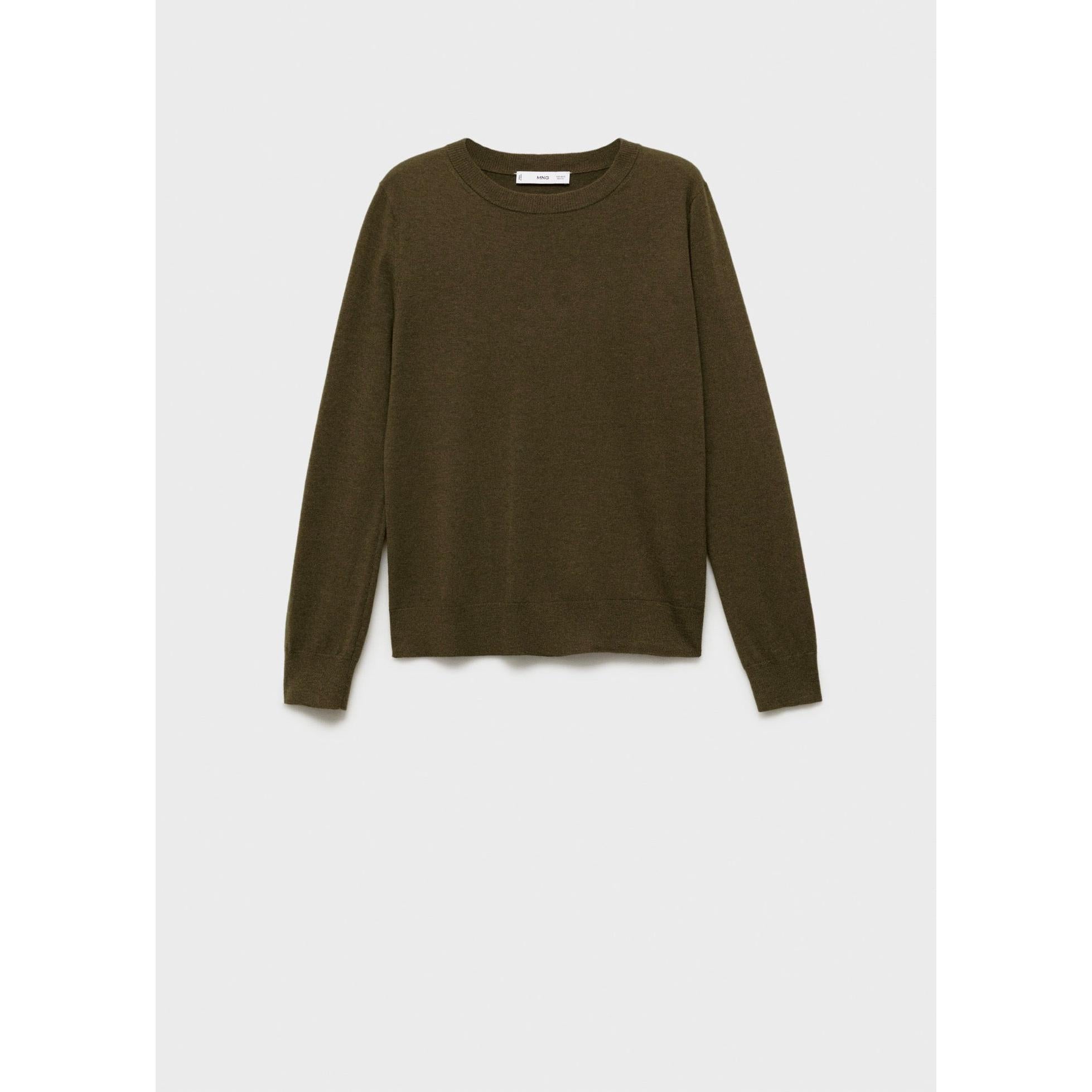 Pull-Over Laine Mélangée Col Rond - Khaki