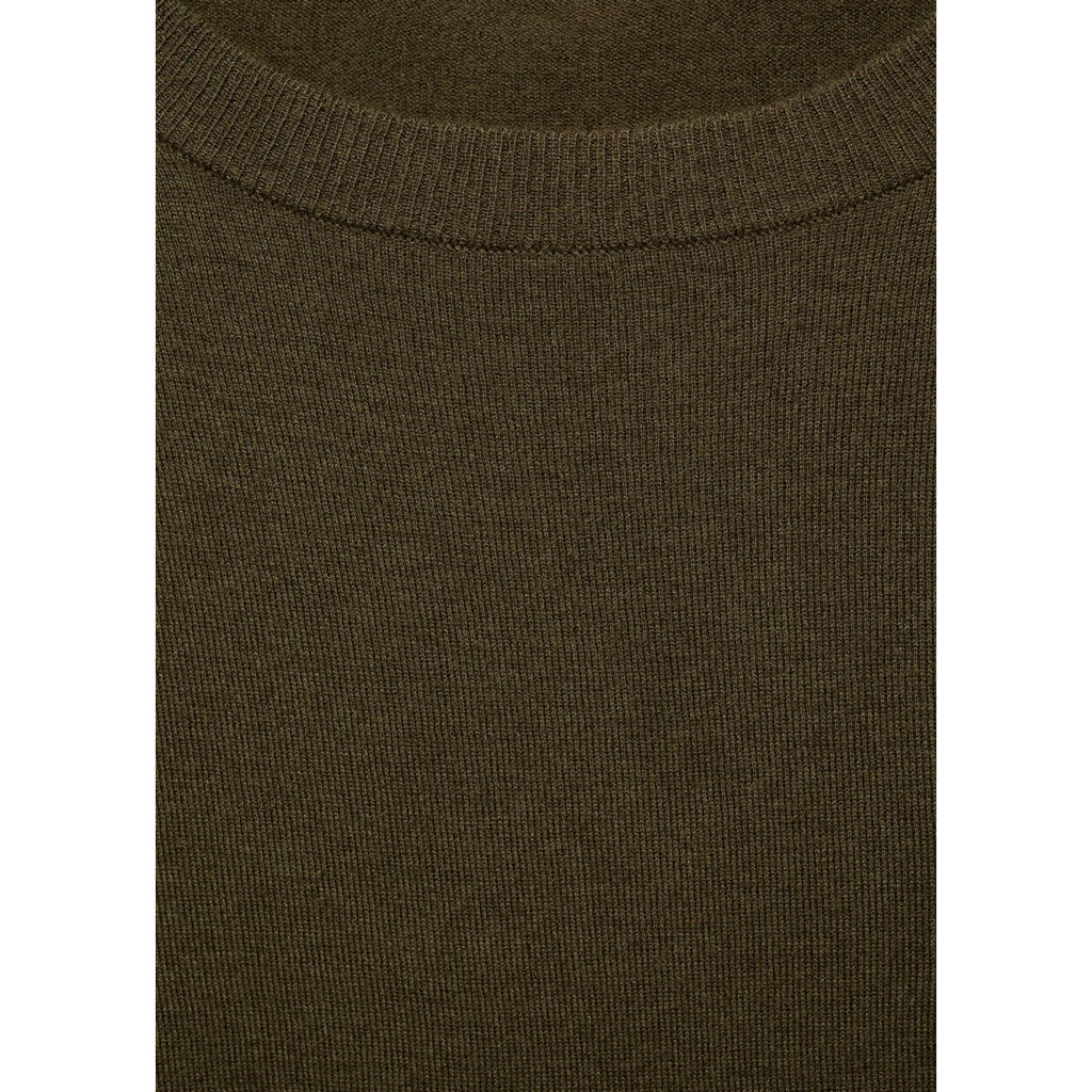 Pull-Over Laine Mélangée Col Rond - Khaki
