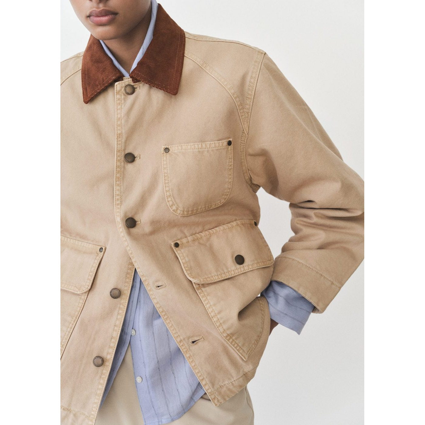 Parka En Jean Col Contrasté