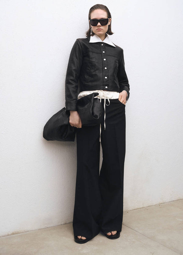 Giacca in pelle con revers