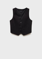 Striped Suit Vest - Black