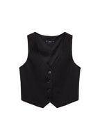 Striped Suit Vest - Black