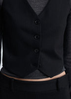 Striped Suit Vest - Black