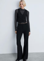 Striped Suit Vest - Black