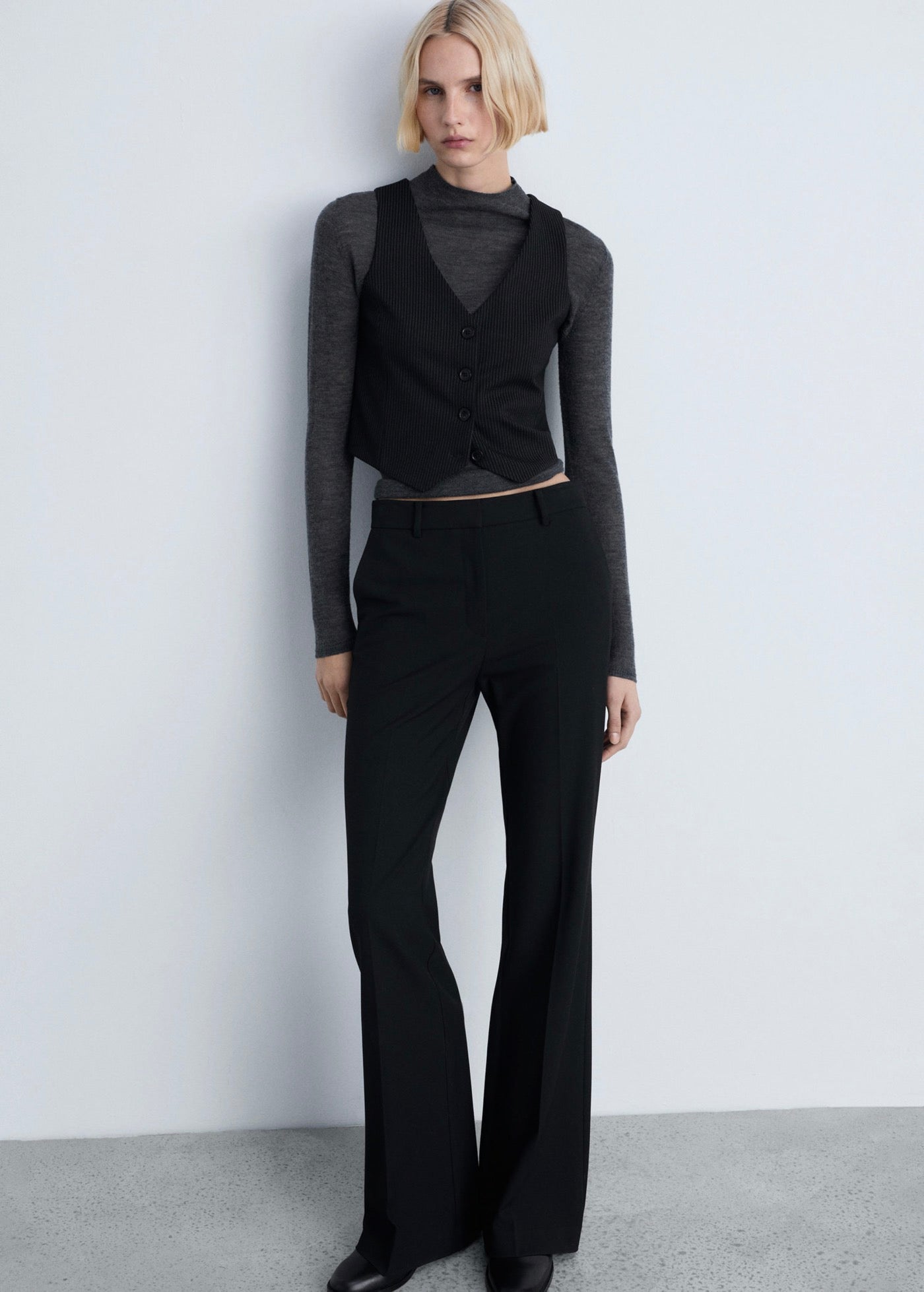 Striped Suit Vest - Black