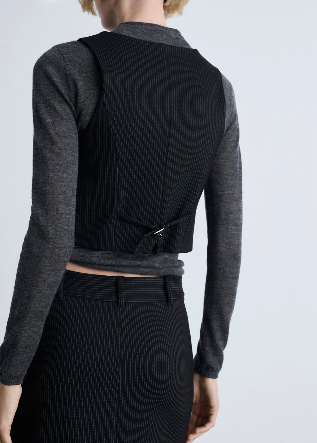 Striped Suit Vest - Black