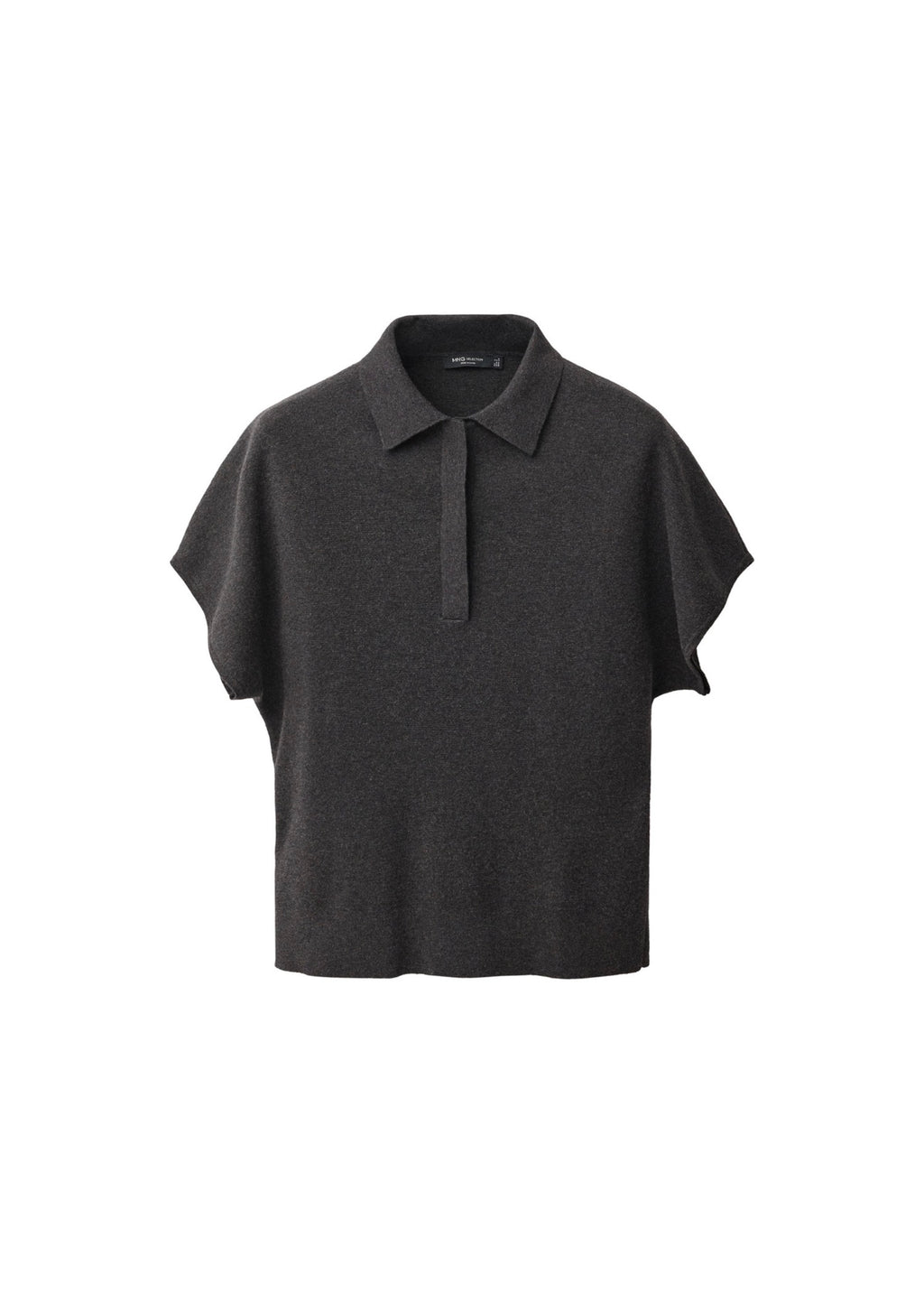 Jersey Mezcla de Lana Cuello Polo - Charcoal