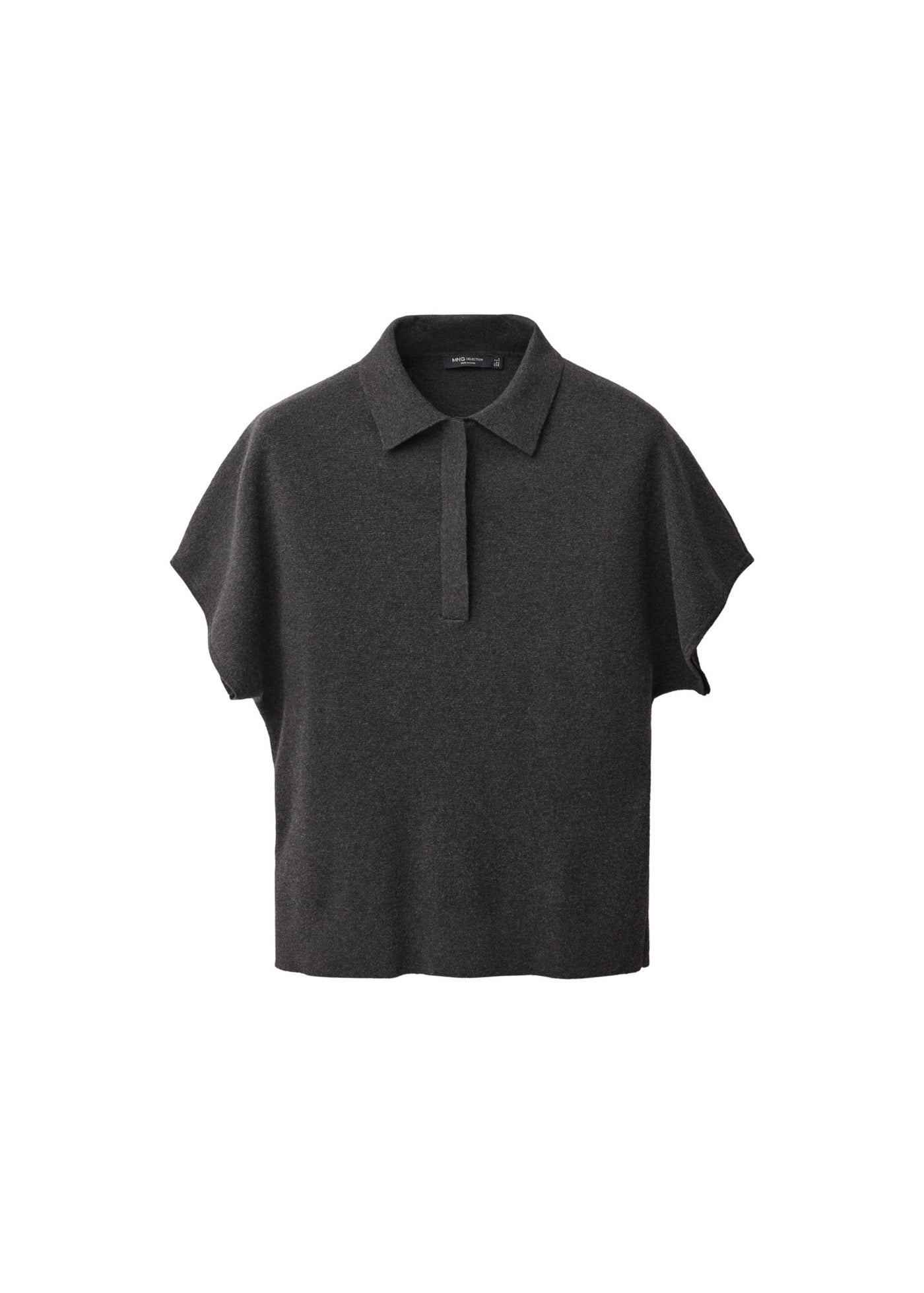 Jersey Mezcla de Lana Cuello Polo - Charcoal