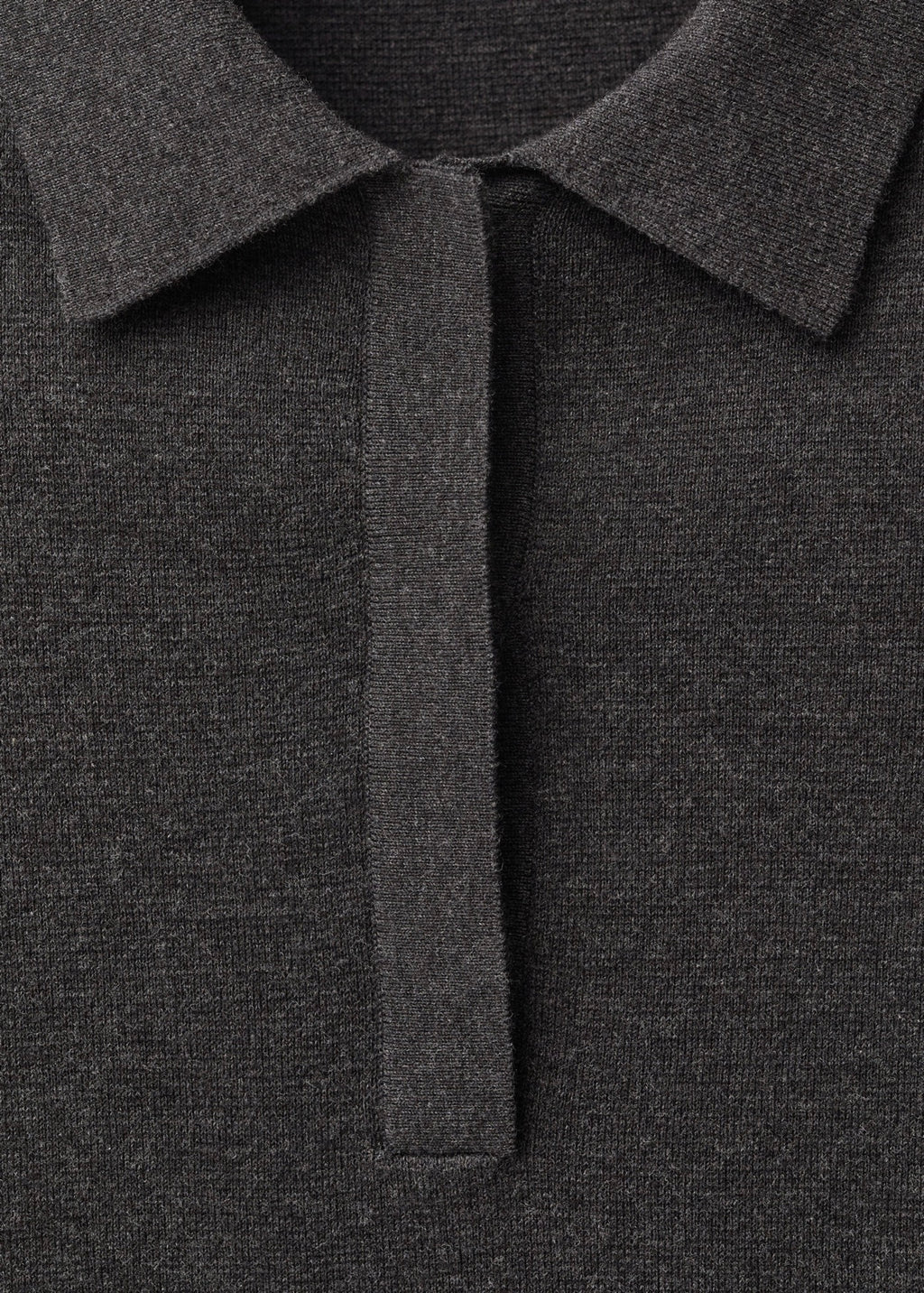 Jersey Mezcla de Lana Cuello Polo - Charcoal