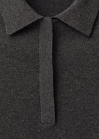 Jersey Mezcla de Lana Cuello Polo - Charcoal