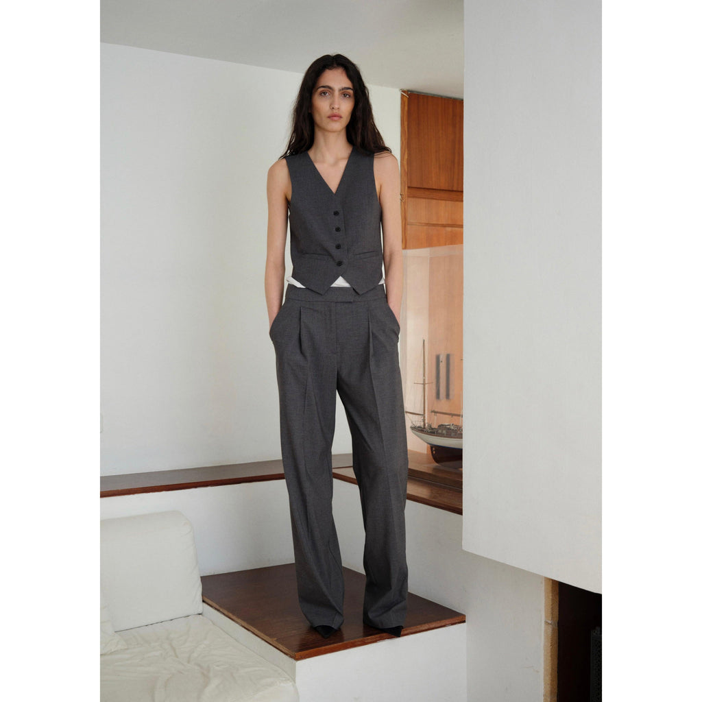Suit Waistcoat with Adjustable Belt - Grey