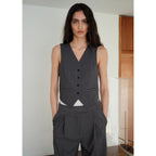 Suit Waistcoat with Adjustable Belt - Grey