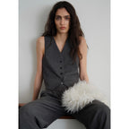 Suit Waistcoat with Adjustable Belt - Grey