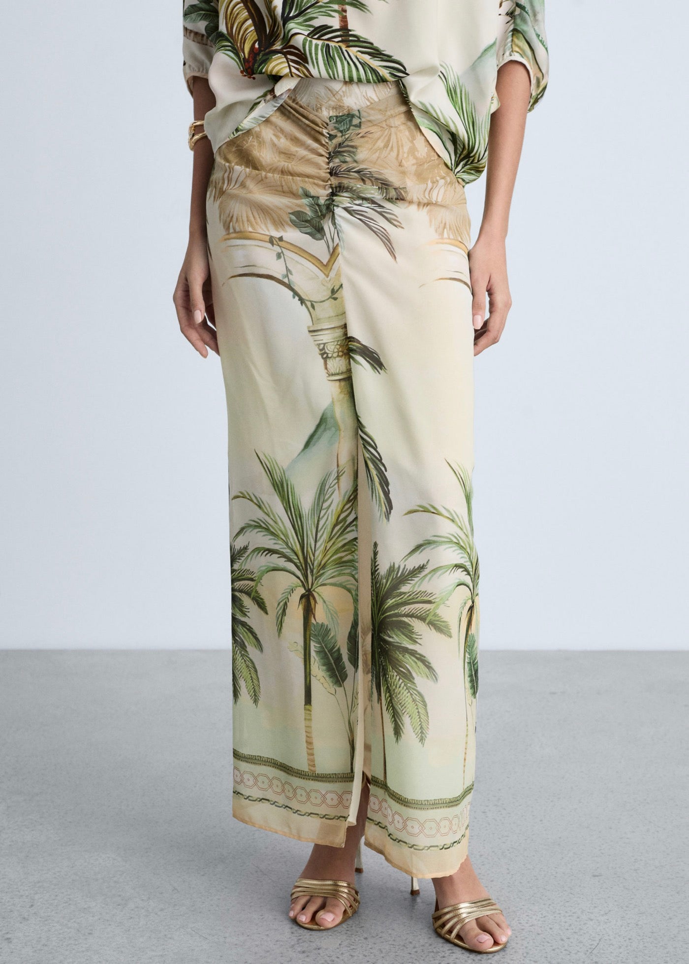 Jupe Droite Imprimé Tropical