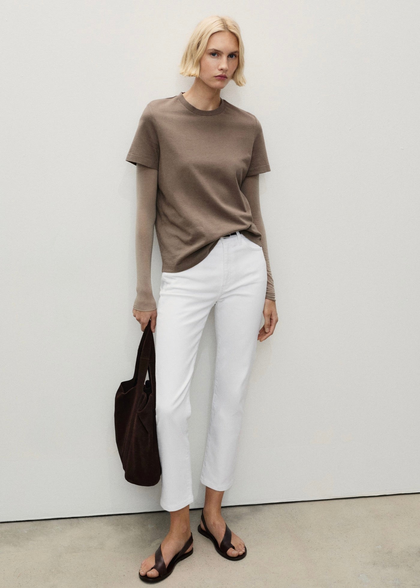 Jean Claudia Slim Crop - White