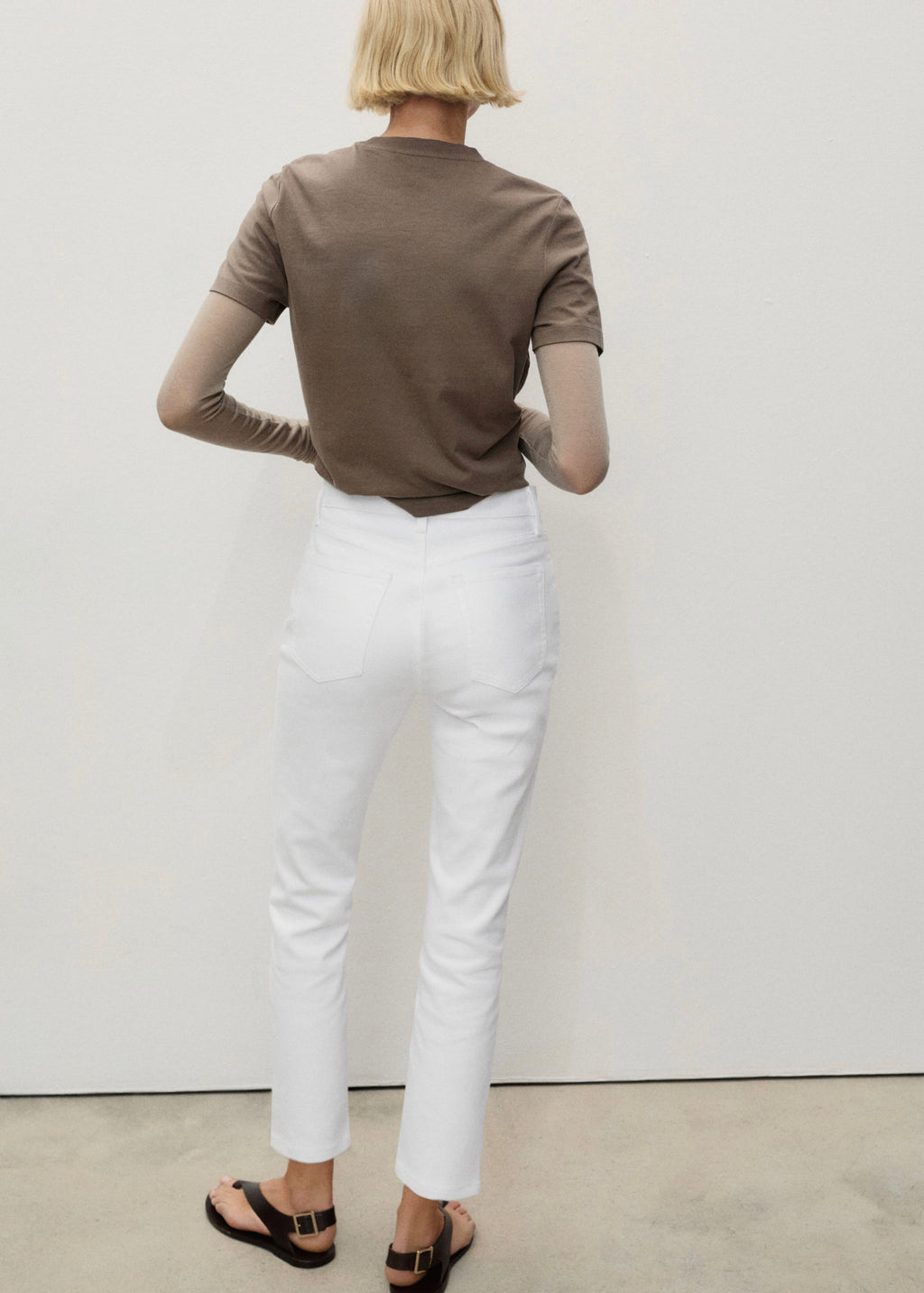 Jean Claudia Slim Crop - White