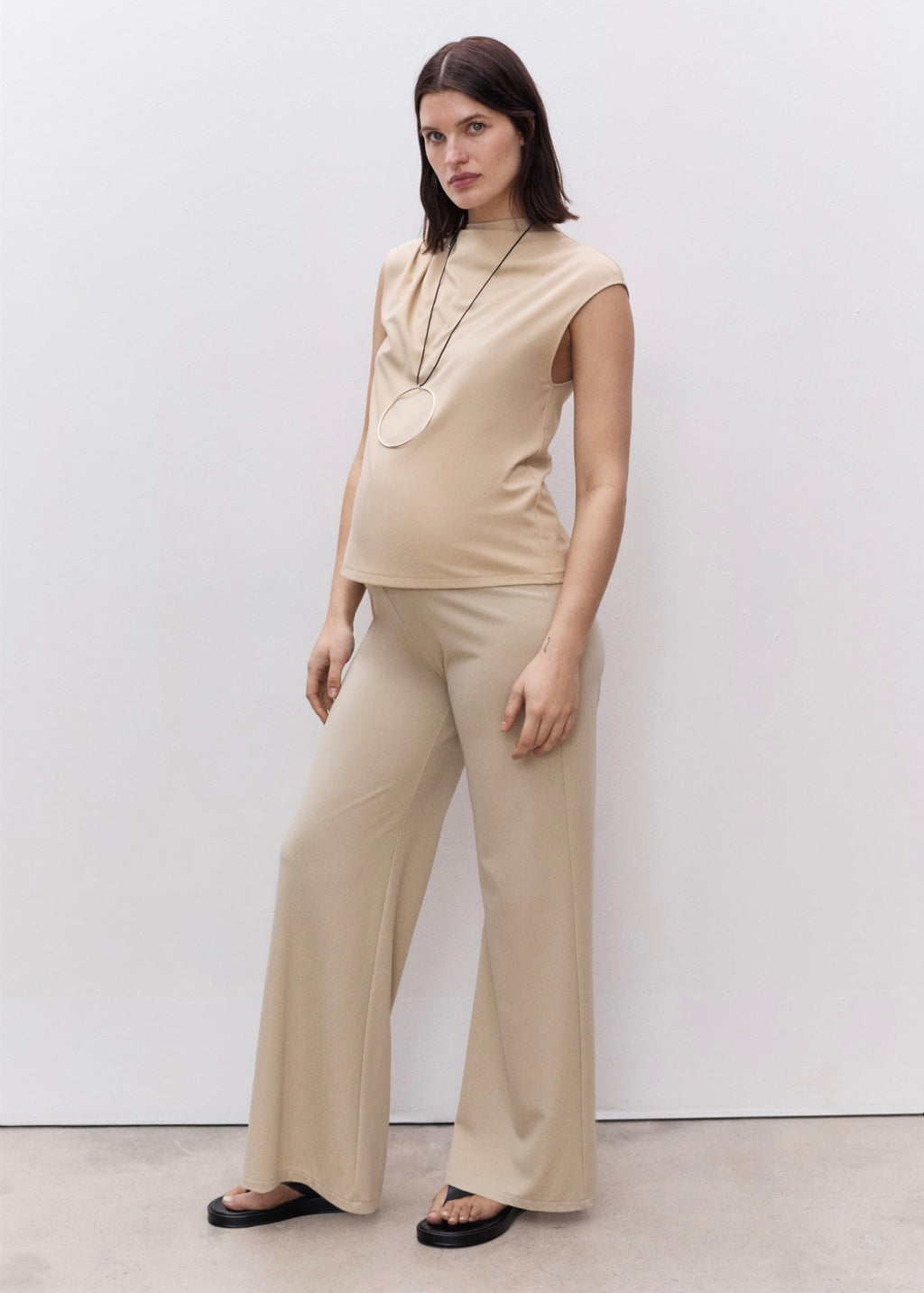 Pantalon Wide Leg Prémaman - Natural